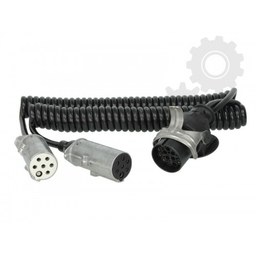 Cablu Electric Spiralat Adaptor Priza, Auto, Tip Y, N/S, 15/7/7, Mufa 7 / 24V, 9 Pini Activi, 3.5m, Metalic, HELLA