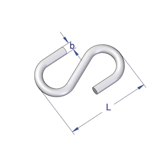 Carlig S, simetric, metalic, L 40 mm