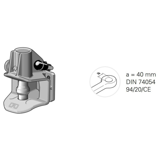 Cupla Tractare / Remorcare, 3.5T, Placa Prindere 83x56mm ( 8.3x5.6cm ), Diametru Cui 40mm ( 4cm ), 30/18/12KN