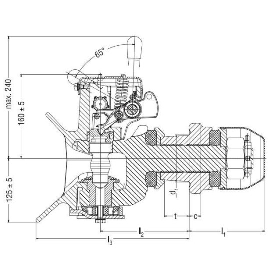 Cupla Tractare / Remorcare, 35T, Placa Prindere 160x100mm (16x10cm), Diametru Cui 40mm (4cm)