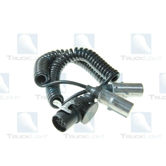 Cablu Electric Spiralat Adaptor Priza, Auto, Tip Y, N/S, 15/7/7, Mufa 7 / 24V, 9 Pini Activi, 4m, TRUCKLIGHT