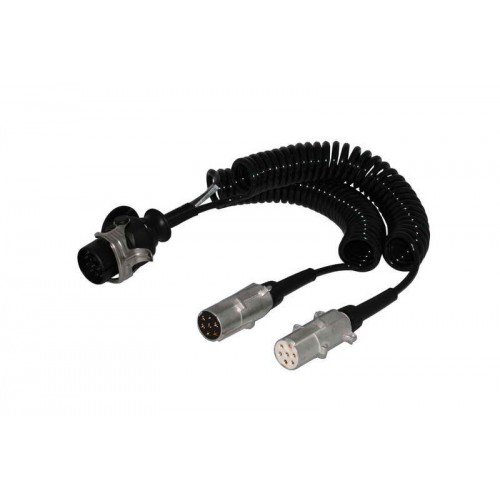 Cablu Electric Spiralat Adaptor Priza, Auto, Tip Y, N/S, 15/7/7, Mufa 7 / 24V, 12 Pini Activi, 4.5m, JAEGER