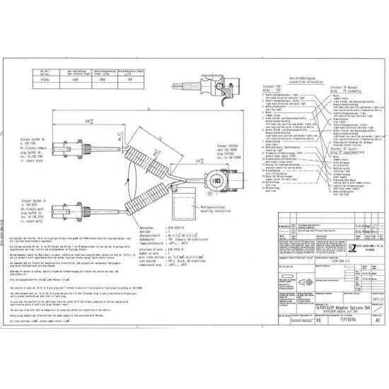 Cablu Electric Spiralat Adaptor Priza, Auto, Tip Y, N/S, 15/7/7, Mufa 7 / 24V, 12 Pini Activi, 4.5m, JAEGER