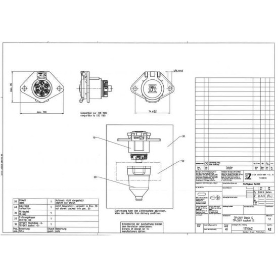 Priza Electrica Auto, Tip N, 24V, 7 Pini, Tip Tata, Masculin, Din Plastic, JAEGER