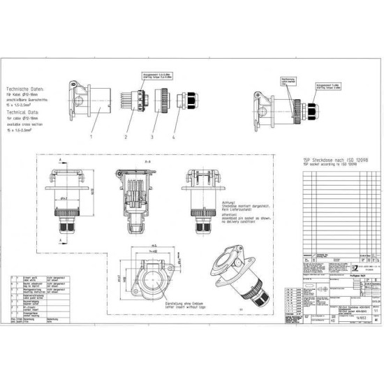 Priza Electrica Auto, ADR, 24V, 15 Pini, Din Plastic, JAEGER