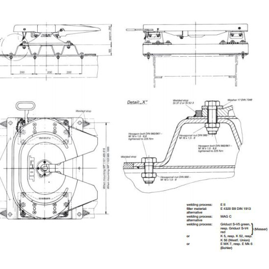 Inaltator Cupla Tractare, Ondulat, 1060x710mm (106x71cm), Inaltime 100mm, JOST