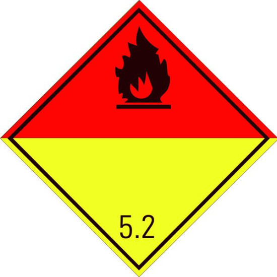 Eticheta ADR Autocolanta Pericol Transport Peroxizi Organici Clasa 5.2 n, 300x300mm (30x30cm)