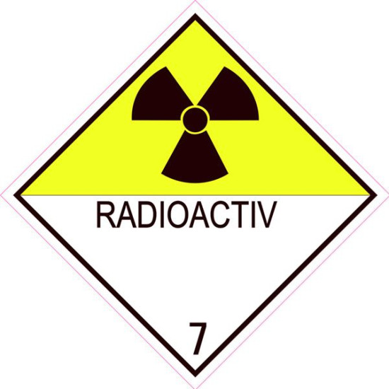 Placa Eticheta ADR Suport Aluminiu Pericol Transport Materiale Radioactive Clasa 7, 300x300mm ( 30x30cm )