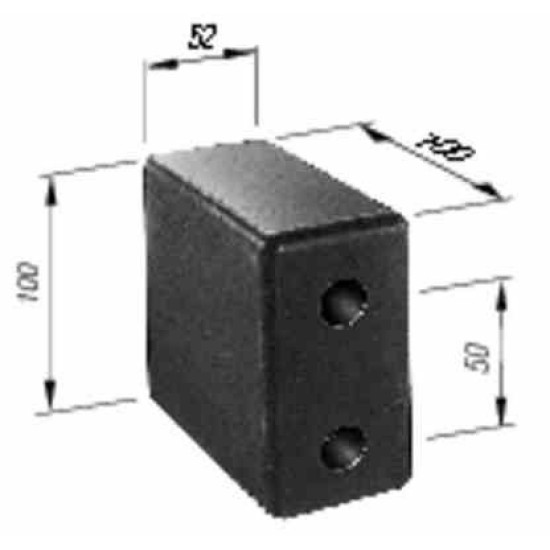 Tampon Cauciuc, Remorca, Dreptunghiular 100x52x100mm (10x5.2x10cm)