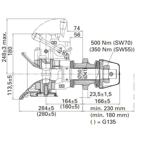 Cupla Tractare / Remorcare, 15.6T, Placa Prindere 120x55mm ( 12x5.5cm ), Diametru Cui 40mm ( 4cm ), 70/70/24KN