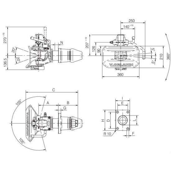 Cupla Tractare / Remorcare, 47.5T, Placa Prindere 160x100mm ( 16x10cm ), Diametru Cui 50mm ( 5cm )