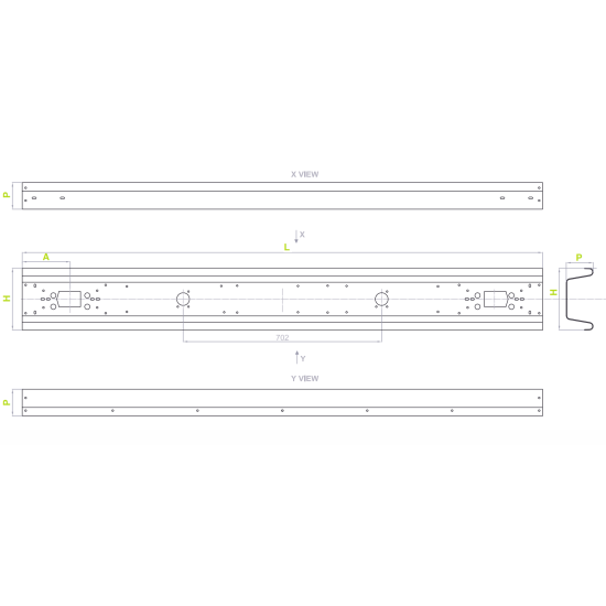 Bara Spate Protectie Remorca / Semiremorca, Lungime 2400mm ( 240cm ,  2,4m ) - GRI INCHIS