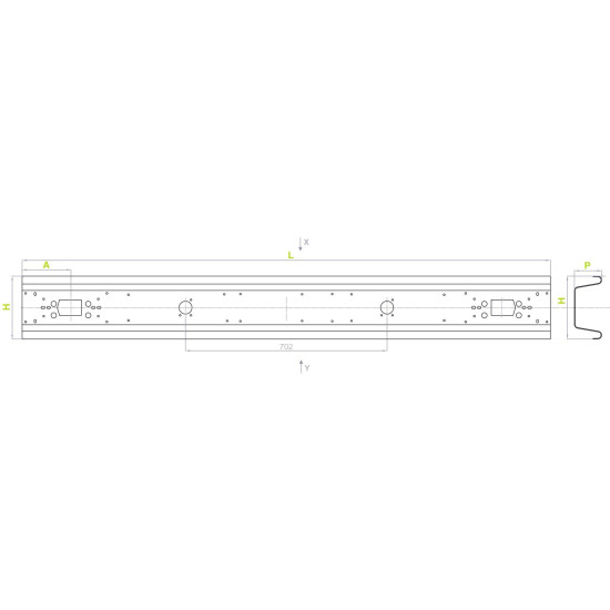 Bara Spate Protectie Remorca / Semiremorca, Lungime 2400mm ( 240cm ,  2,4m ) - GRI INCHIS