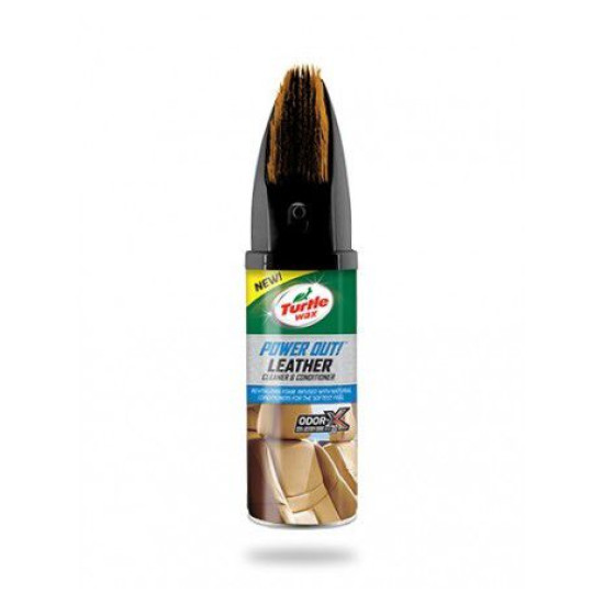 Power Out Leather Cleaner Turtle WAX 400 ML - spray cu perie pentru curatare suprafete din piele