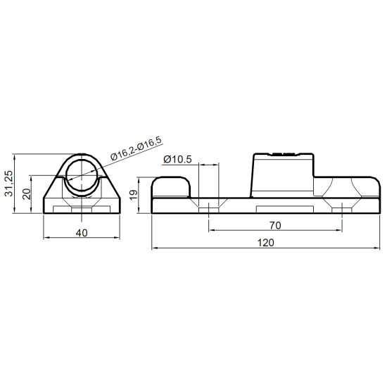 Balama oblon TIR, 120mm, H 20, soclu