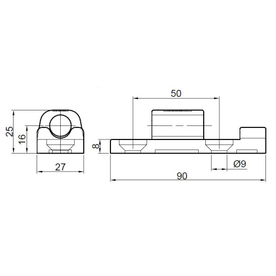 Balama oblon, 90mm, soclu