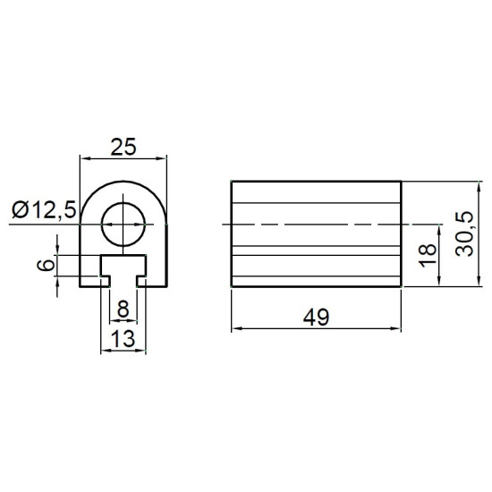 Balama oblon Fi 12mm, latime 25mm, set