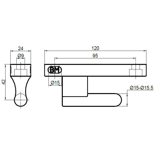 Balama oblon TIR, 120mm, pin