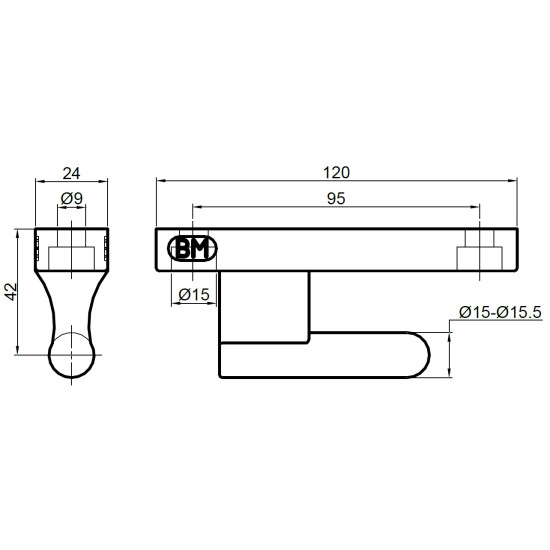 Balama oblon TIR, 120mm, pin