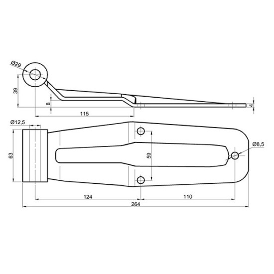 Balama usa spate, inox, 264mm