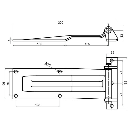 Balama usa spate, Inox, 300mm