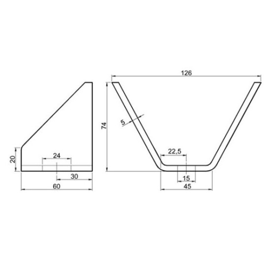 Consola, suport sasiu, sudabil, 74x60mm Consola, suport sasiu, sudabil, 74x60mm