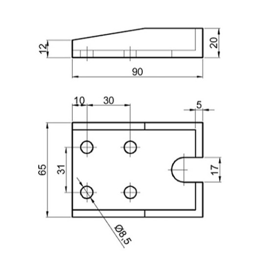 Contrapiesa inchizator oblon T, incastrat