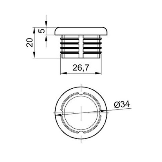 Dop de plastic, Diam. 34mm