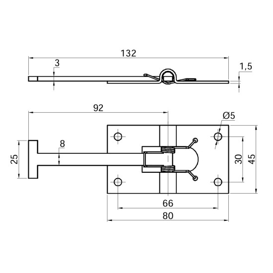 Element in T blocator usa, 92mm, inox