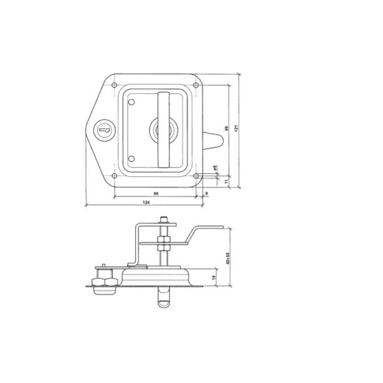 Inchidere Usa cu Maner T, 124x121mm