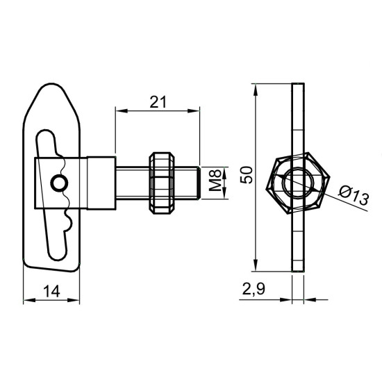 Incuietoare siguranta, zincata, M8x21mm