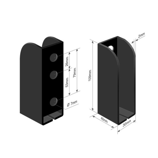 Suport Scandura, Traversa, 3 Gauri, 48x110x30mm