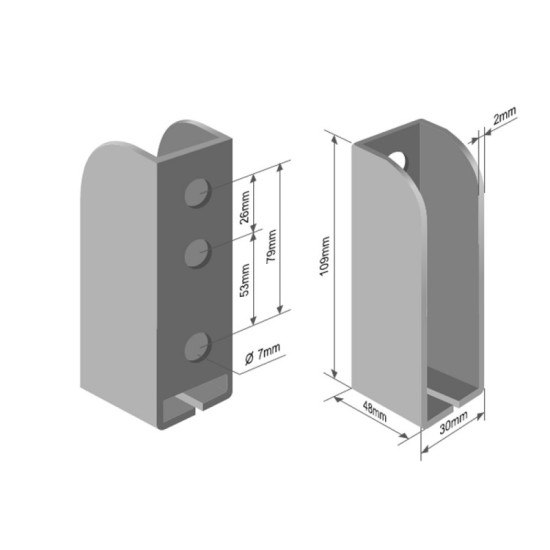 Suport Scandura, Traversa, 3 Gauri, 50x110x30mm