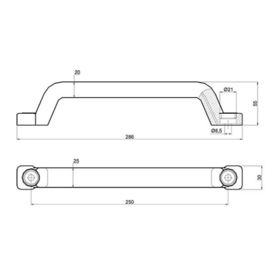 Maner poliuretan cu armatura metalica 30x55x286 mm