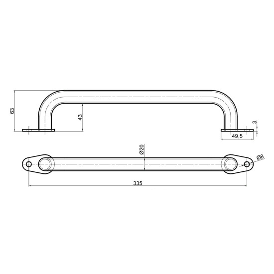 Maner tip NATO, inox, 335mm