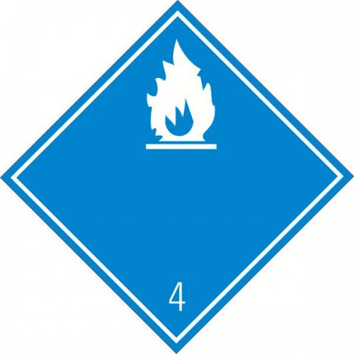 Placa Eticheta ADR Suport Aluminiu Pericol Transport Substante Care In Contact Cu Apa Degaja Gaze Inflamabile Clasa 4.3 a, 300x300mm ( 30x30cm )