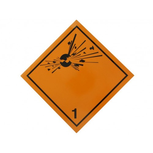 Placa Eticheta ADR Suport Aluminiu Pericol Transport Substante si Obiecte Explozive Clasa 1, 300x300mm (30x30cm)
