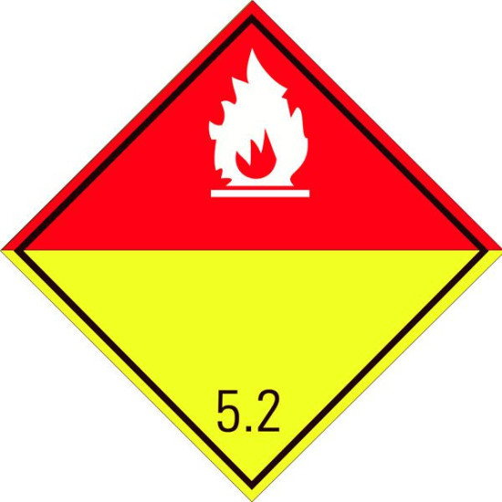 Eticheta ADR Autocolanta Pericol Transport Peroxizi Organici Clasa 5.2 a, 300x300mm ( 30x30cm )