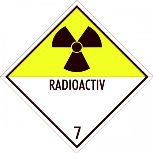 Eticheta ADR Autocolanta Pericol Transport Materiale Radioactive Clasa 7D, 300x300mm ( 30x30cm )