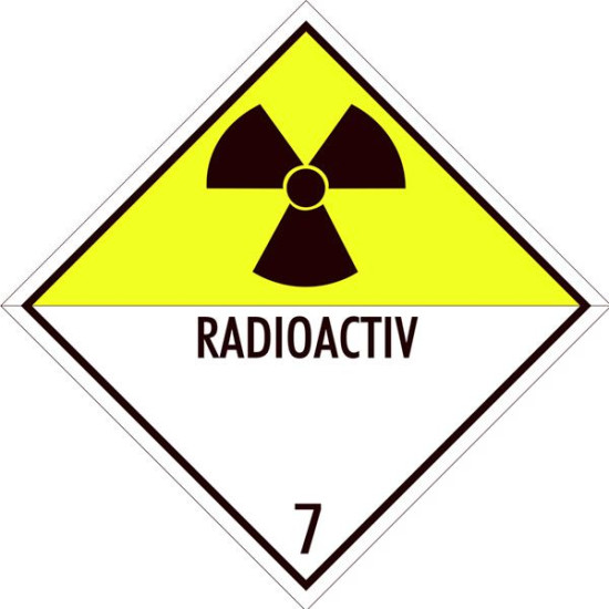 Eticheta ADR Autocolanta Pericol Transport Materiale Radioactive Clasa 7D, 300x300mm ( 30x30cm )