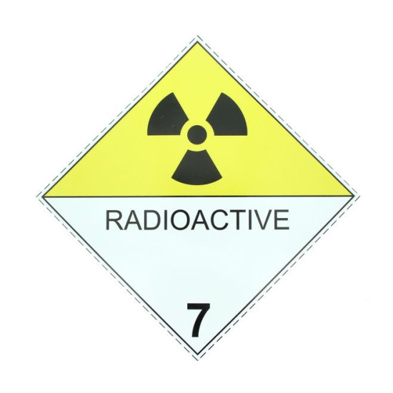 Eticheta ADR Autocolanta Pericol Transport Materiale Radioactive Clasa 7, 300x300mm (30x30cm)