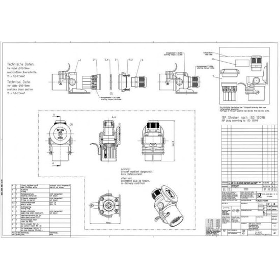 Fisa, Stecher, Cablu Electric, ADR, 15/24V, 15 Pini Tip Mama, Feminin, Din Plastic, JAEGER