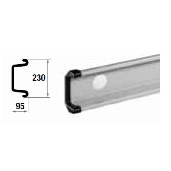 Bara Spate Protectie Remorca / Semiremorca, din Otel acoperit cu vopsea epoxidica, Gri, Lungime 2400mm ( 240cm , 2,4m )