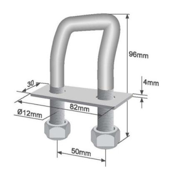 Inel, Ureche Ancorare Podea, Inclinat, H 96mm, 800 kg