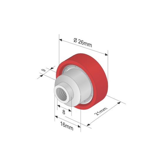 Rola culisare prelata, Fi 26x9mm