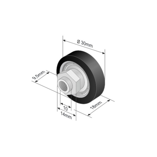 Rola culisare prelata, M8, Fi 30mm