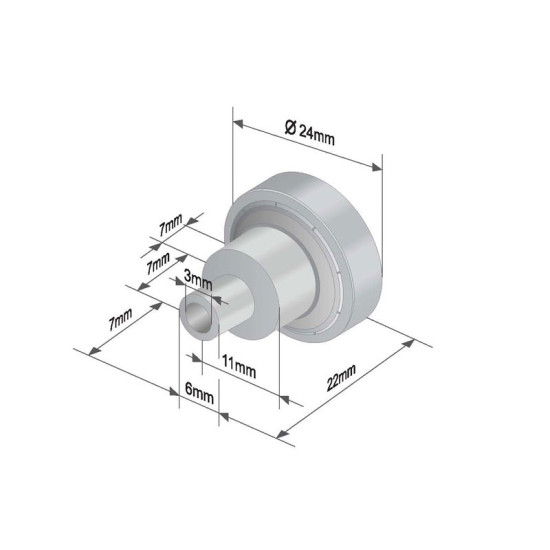 Rola culisare prelata, Nit 3mm, Fi 24x7mm