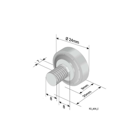 Rola culisare prelata, M8, Fi 24x7mm