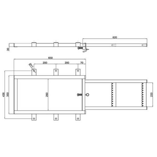 Scara retractabila, zincata, 2 trepte