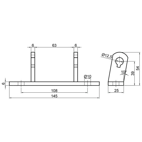 Suport balama usa, prindere cu surub, inox